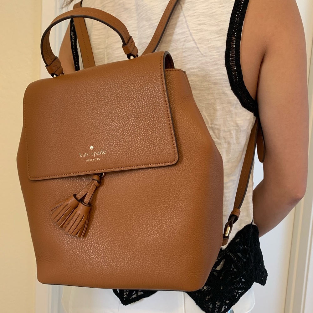 KATE SPADE MEDIUM HAYES BACKPACK GINGER LEATHER - Picture 2 of 5